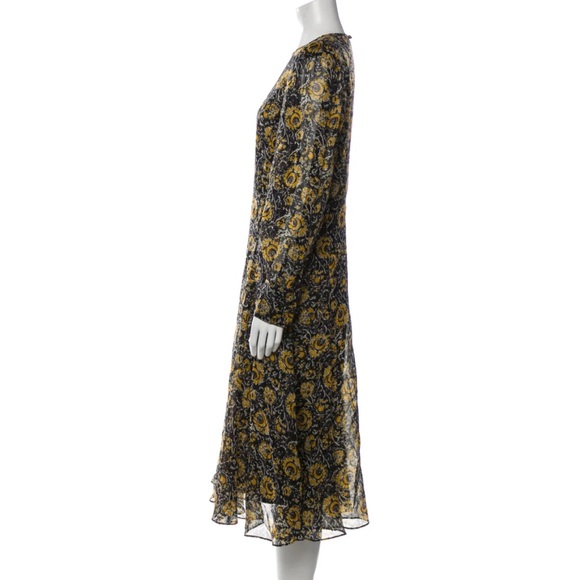 Veronica Beard Oneida Floral Long-Sleeve Silk Midi Dress Small - Picture 7 of 8